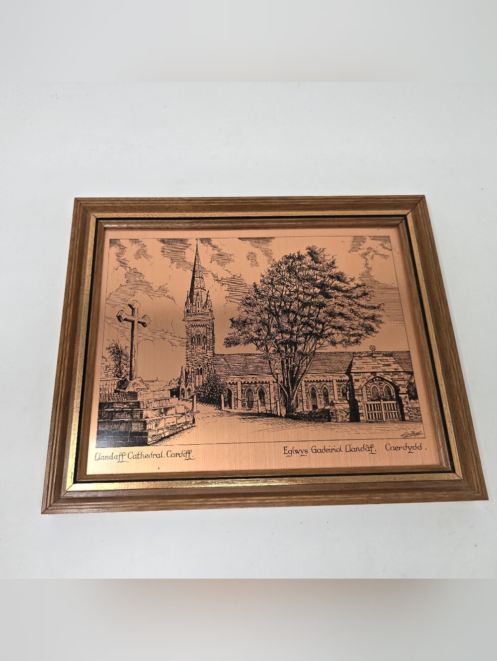 Vintage Coppercraft Etching Llandaff Cathedral Cardiff Church Wales Christianity